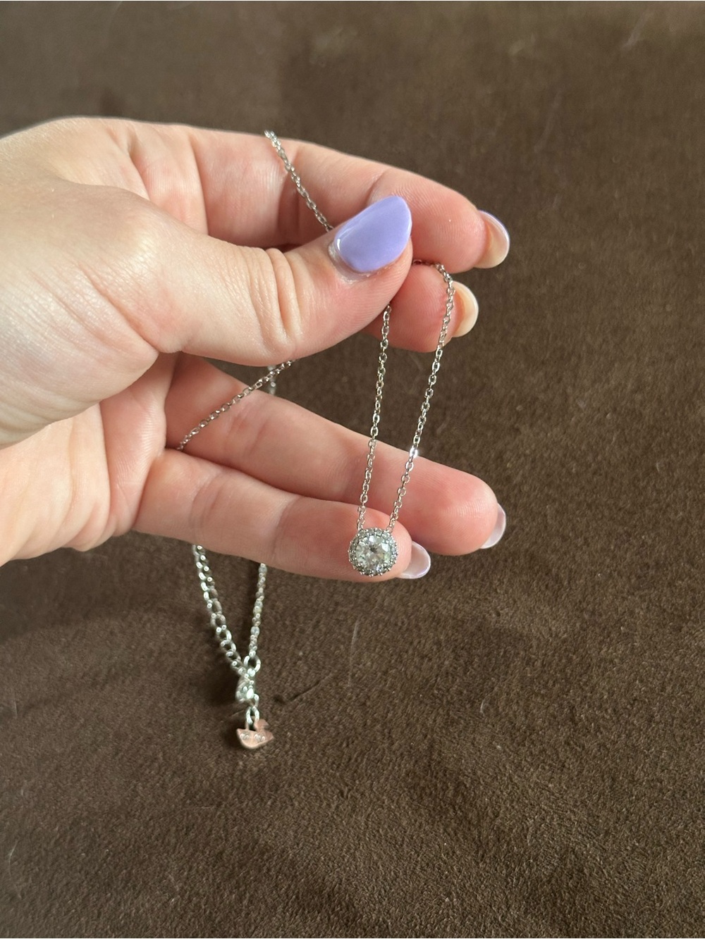 Sterling Silver Halo diamond Pendant Necklace in Silver
